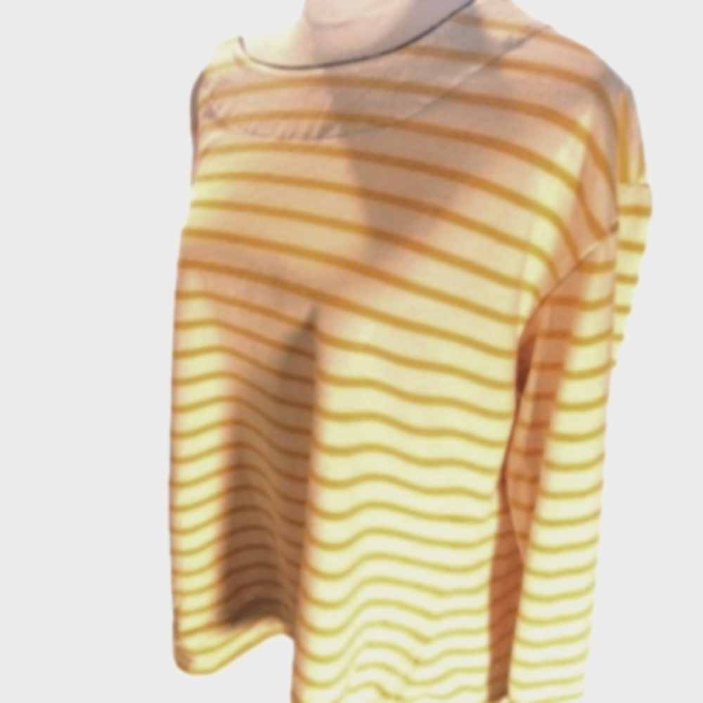 D& Co. Active Yellow/White Stripe Long Sleeve T-Shirt Top Size 1x